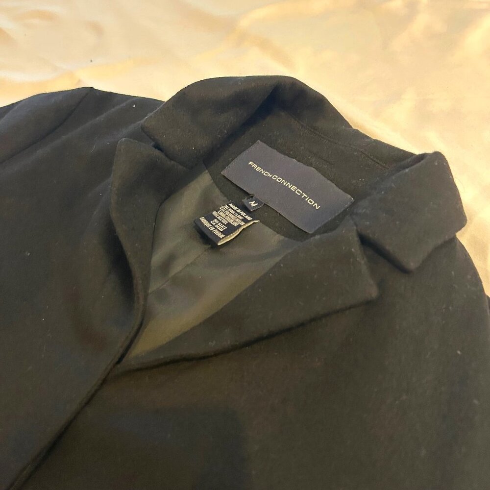 Womens French Connection Wool Coat 4 Button Black